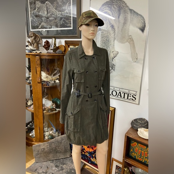 Dark Green Military Style Button Down Jacket - Picture 9 of 12